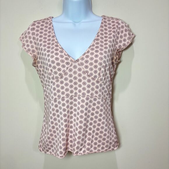 GAP Floral Babydoll Top Women XS Pastel Pink Fairycore Y2K 90 Angelcore Stretch - Picture 1 of 7